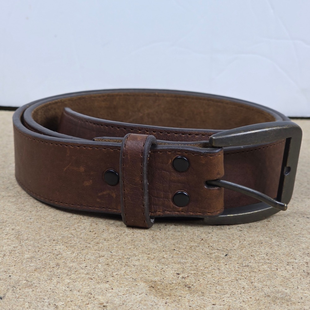 3D Men's Genuine Leather Belt Brown Distressed Buckle Casual Work‎ Dress Size 38